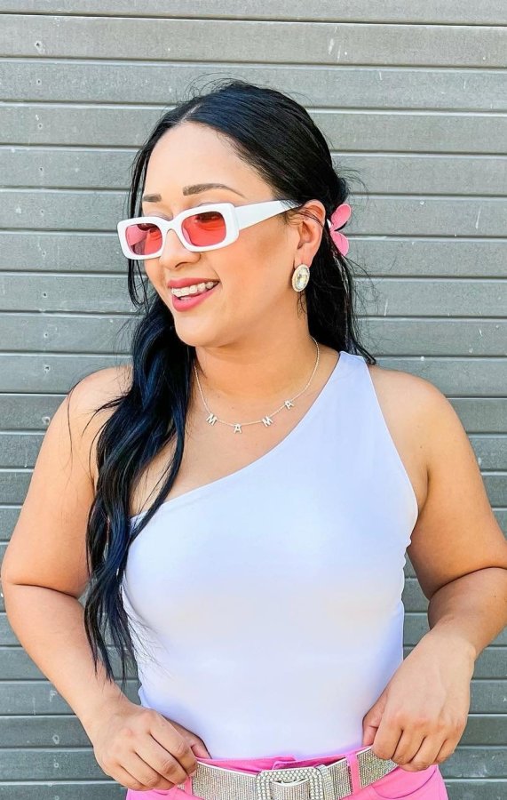 Women's Solid Plastic Rectangle Sunglasses