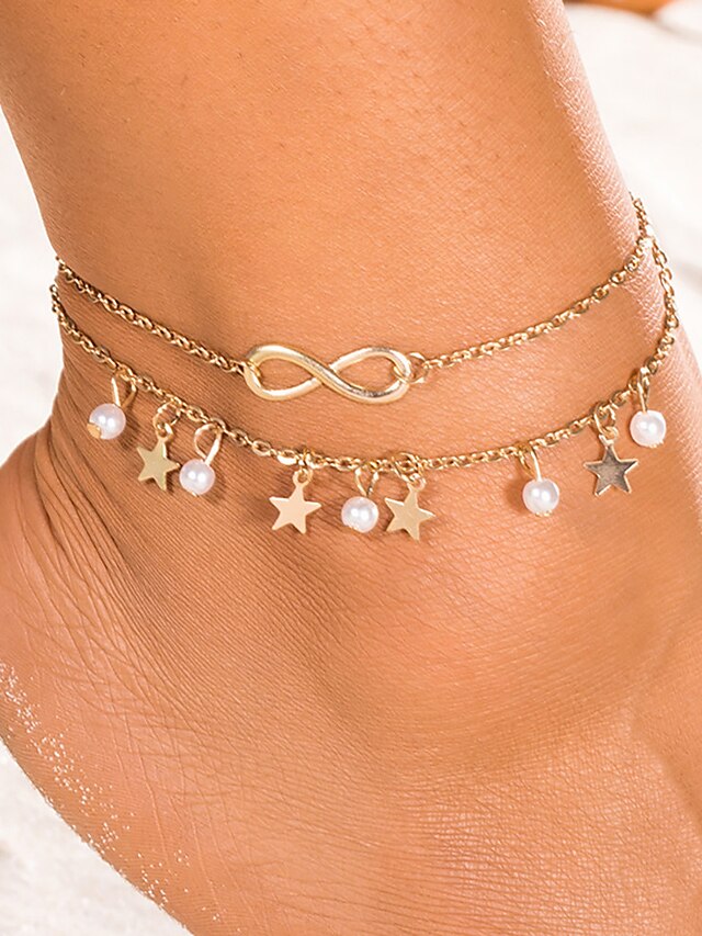 Ankle Bracelet Stylish Simple Women's Body Jewelry For Daily Beach Classic Alloy Star Gold 1pcs